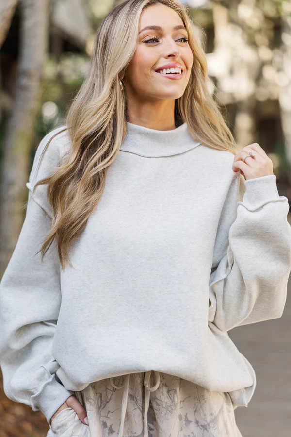Chasing Sunshine Heather Gray Mock Neck Sweatshirt | The Mint Julep Boutique
