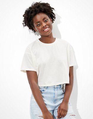 AE Cropped Boxy Crew Neck T-Shirt | American Eagle Outfitters (US & CA)