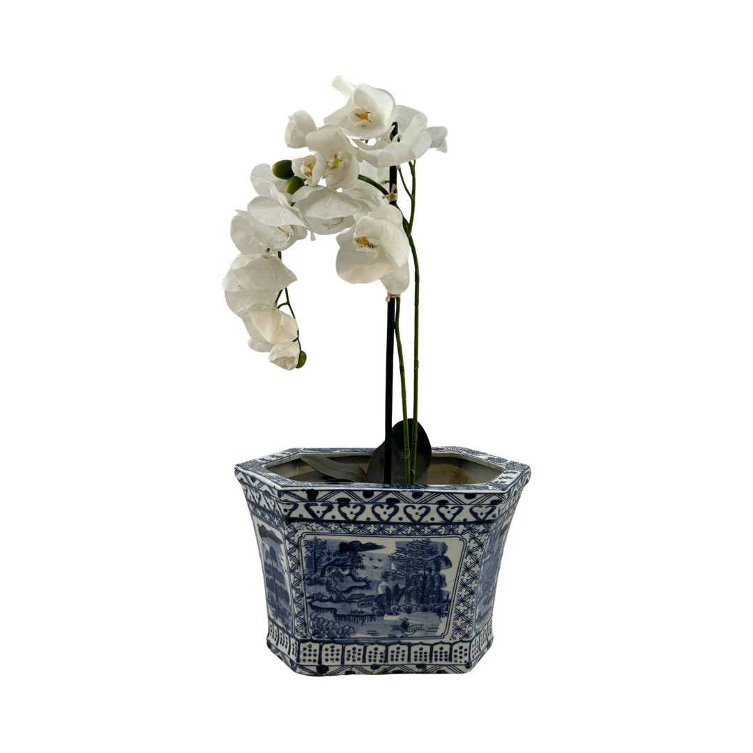 Porcelain Planter Diamond Shape Blue & White | Etsy (US)