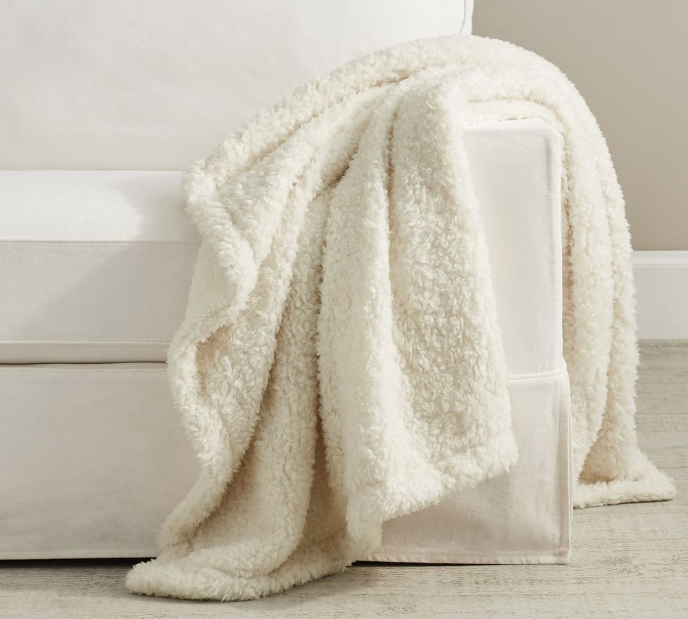 Fireside Cozy Reversible Throw, 50 x 60&amp;quot;, Ivory | Pottery Barn (US)