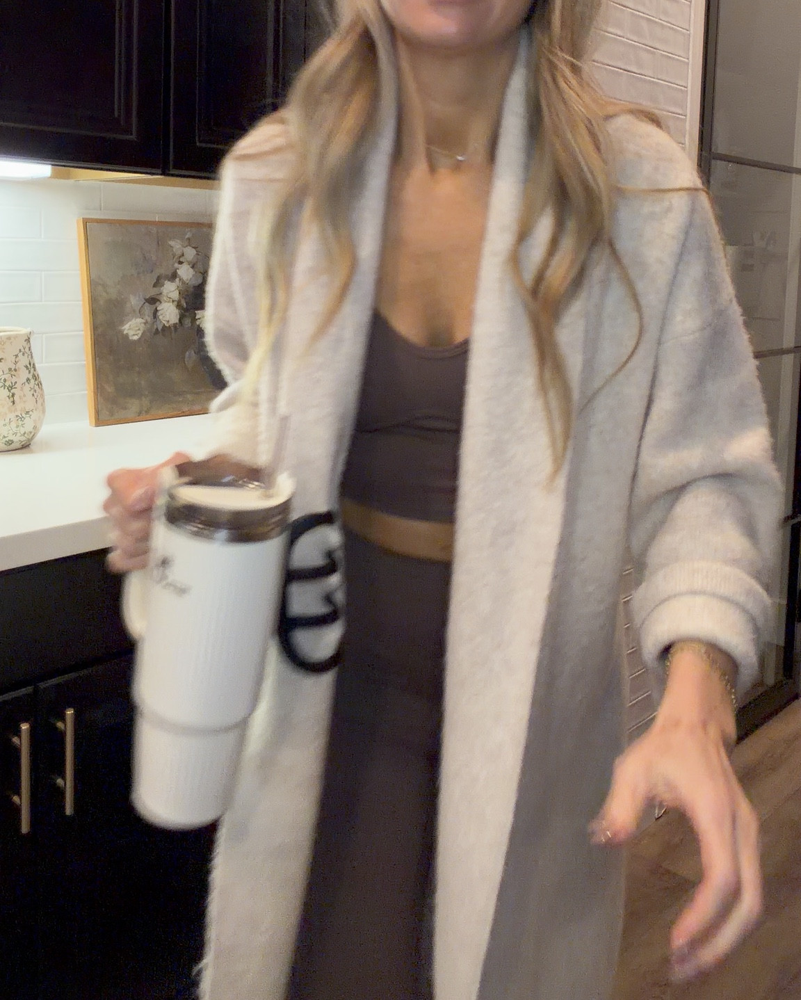 Amazon workout outfit of the day oversized cardigan size small. Sports bra size small. Seamless front legging size small. My weighted vest is 6 pounds. My most frequently use kettlebell weight is 20 pounds. Linking all my at home workout equipment from Amazon.

#LTKmorningroutine #LTKselfcare #LTKfitnessgoals