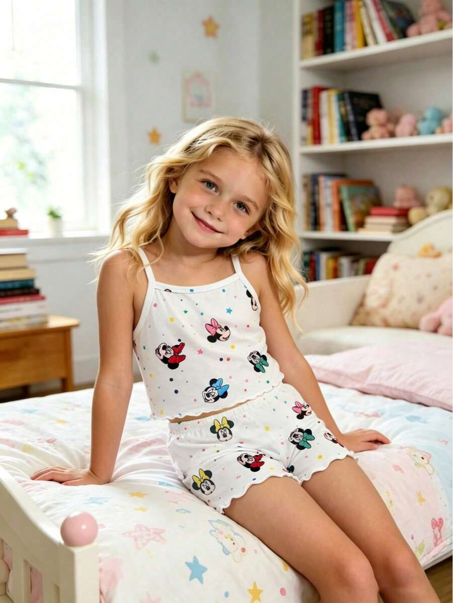Disney [Official Licensed] Colorful Star Pattern Minnie Mouse Short Camisole And Shorts 2-Piece S... | SHEIN