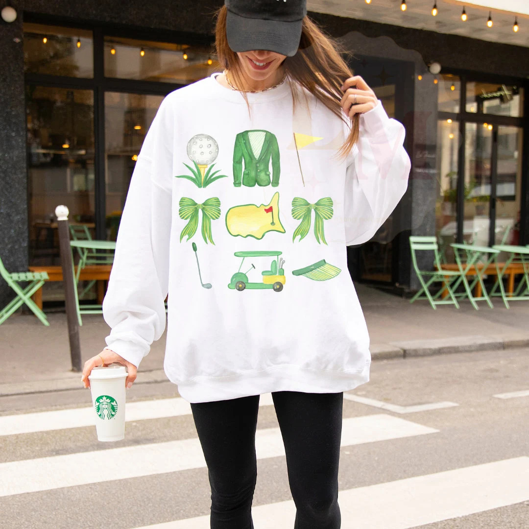 Masters Golf Tournament Coquette Bow Graphic Tee, Watercolor Masters Trendy Graphic Tee or Sweats... | Etsy (US)