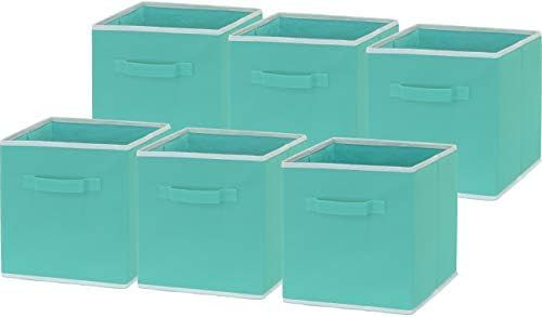 SimpleHouseware Storage Bin Cube Foldable Organizer, Turquoise - Pack of 6 | Amazon (CA)