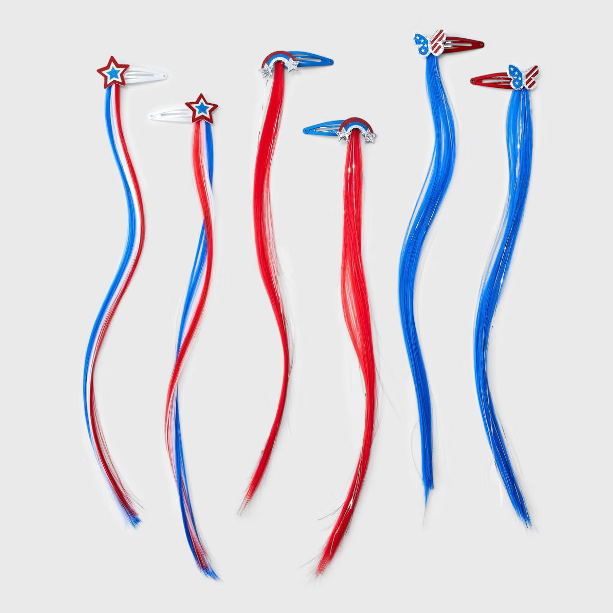 Girls' 6pk Faux Hair Clips - Cat & Jack™ Red/White/Blue | Target
