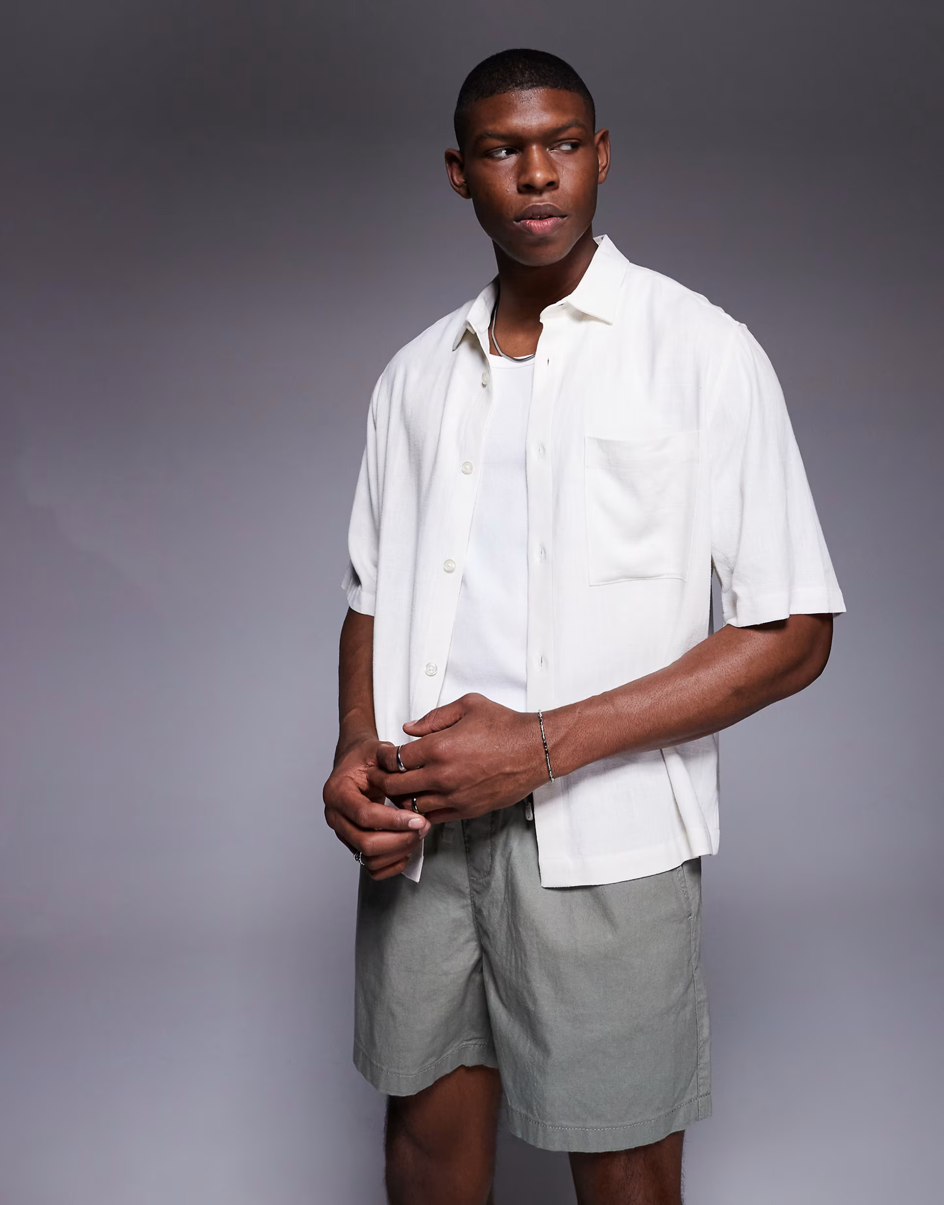 ASOS DESIGN boxy linen blend shirt in white | ASOS | ASOS (Global)