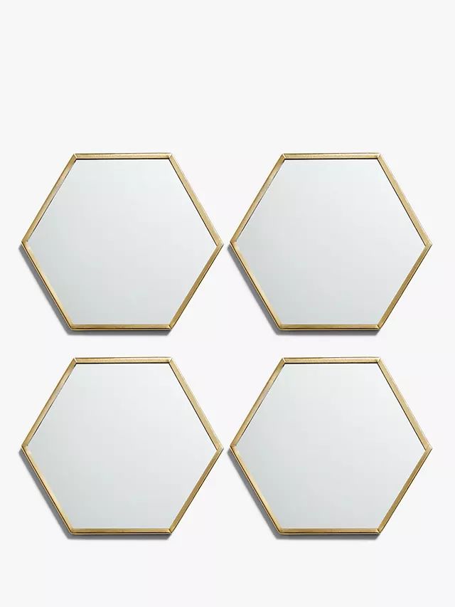 John Lewis & Partners Hexagonal Mirror Coasters, Set of 4, Brass | John Lewis (UK)