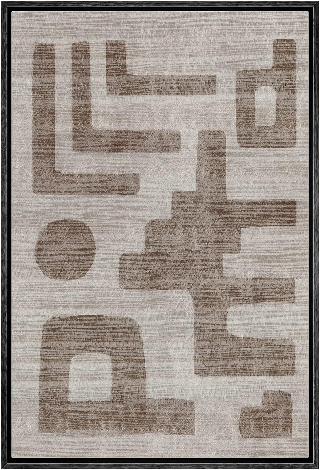 IDEA4WALL Framed Canvas Print Wall Art Rustic Brown Gray Polygon Collage Abstract Geometric Illus... | Amazon (US)