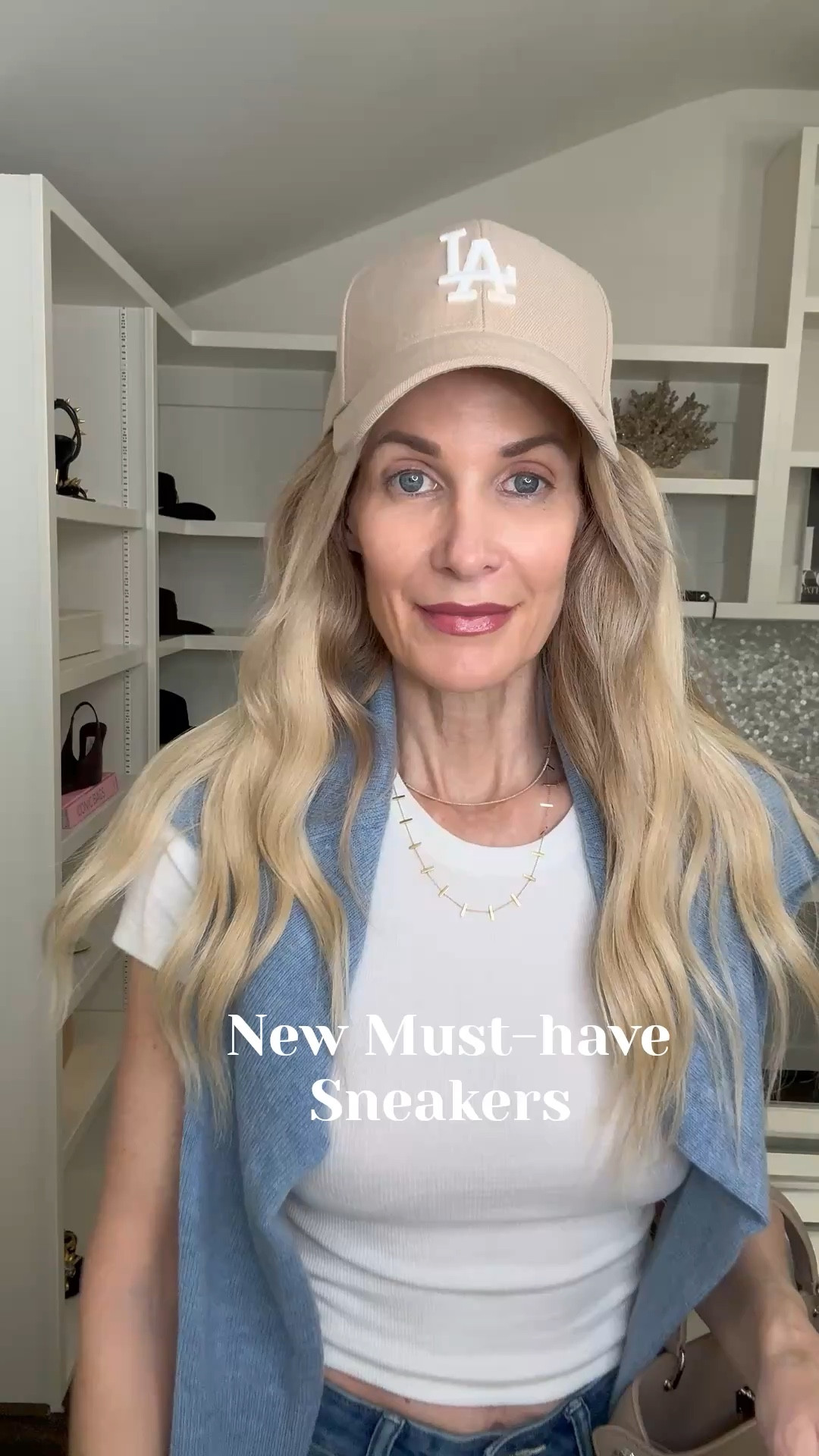 Slim sneakers are the biggest sneaker trend of 2026 and I’m obsessed with these neutral L’Agence slim sneakers—they’re breathable, insanely comfortable (I even walked my dog in them with zero blisters!) and perfect with casual summer outfits. Styled here with under-$100 Quince high-waisted straight-leg jeans, a simple white tee, and a baby blue Quince cashmere sweater for an easy chic everyday look. 

 #LTKootd #LTKSeasonal #LTKOver40