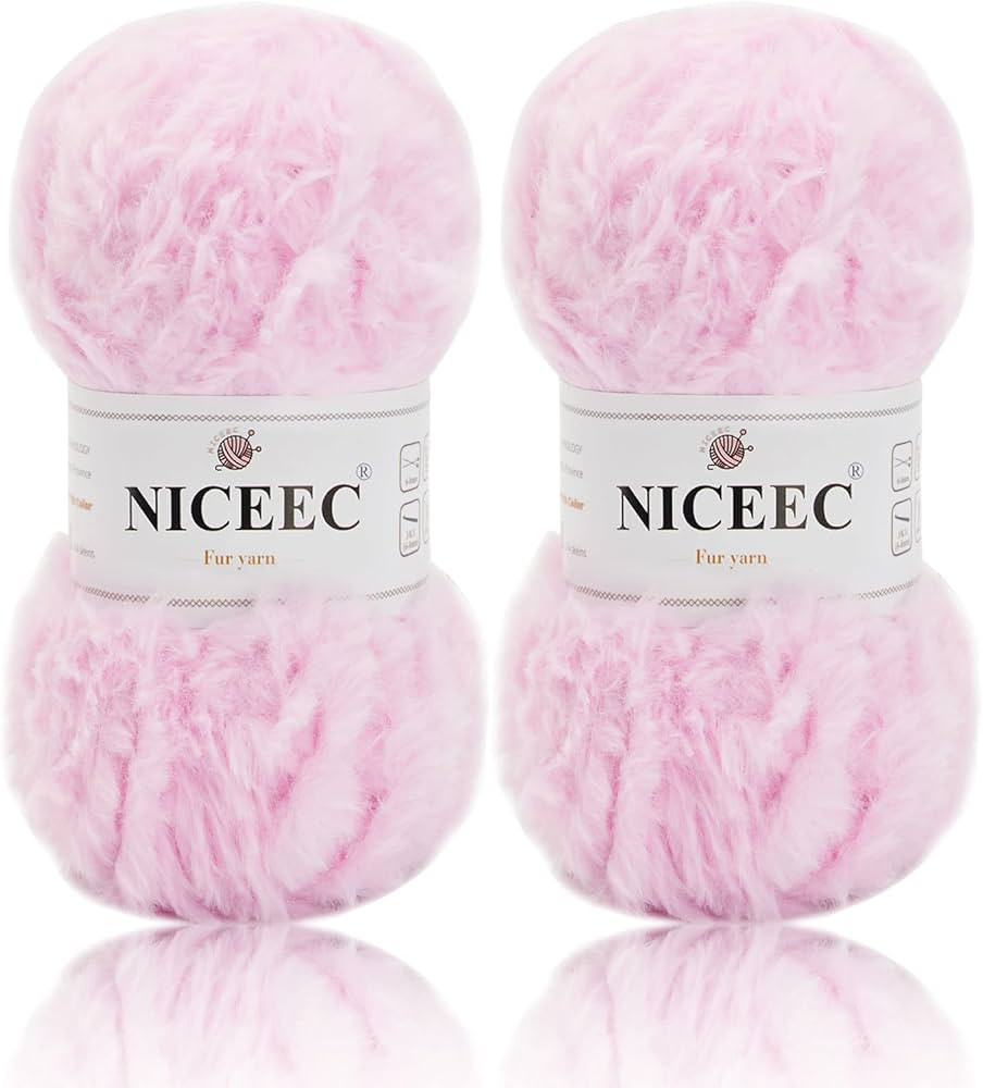 NICEEC 2 Skeins Super Soft Fur Yarn Chunky Fluffy Faux Fur Yarn Eyelash Yarn for Crochet Knit-Tot... | Amazon (US)