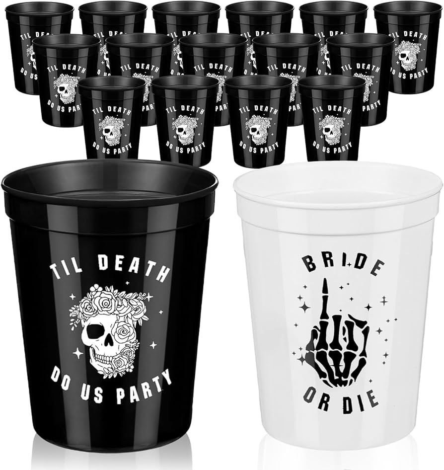 Norme 16 Pcs Bride or Die Bachelorette Party Decorations Black and White Reusable Cups Plastic Ti... | Amazon (US)