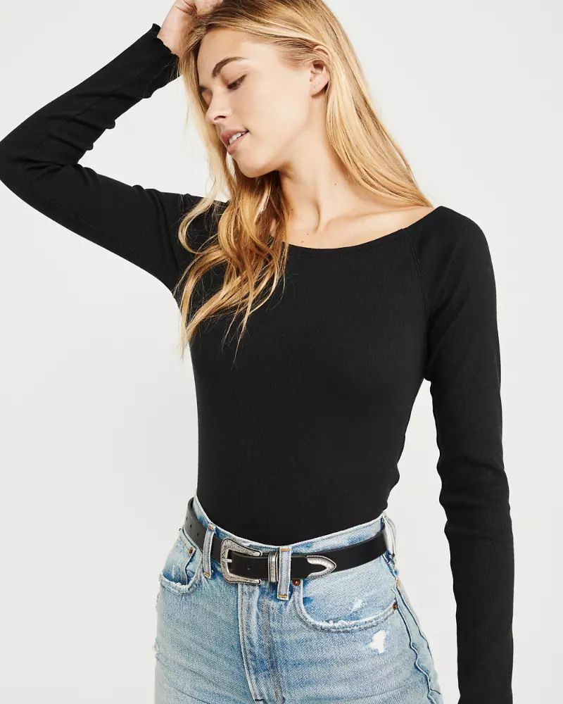 Long-Sleeve Boat Neck Top | Abercrombie & Fitch US & UK