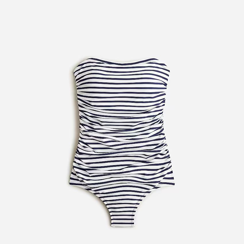 Ruched bandeau one-piece in stripe | J.Crew US