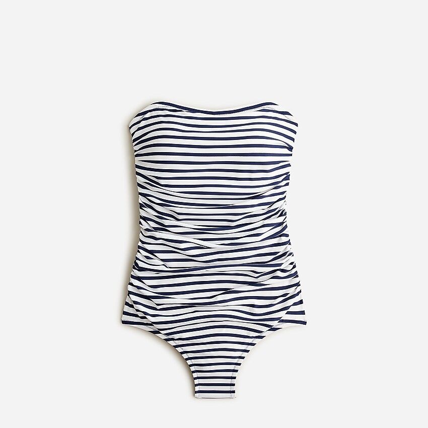 Long torso Ruched bandeau one-piece in stripe | J.Crew US