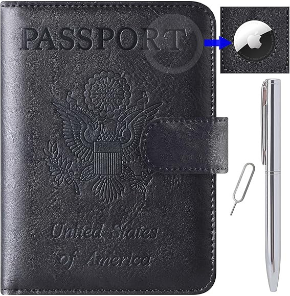 Airtag Passport Holder Cover Wallet Travel Essentials Leather Travel Wallet Rfid Blocking Case Va... | Amazon (US)