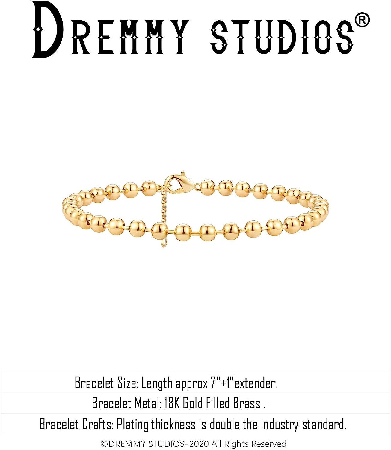 DREMMY STUDIOS Gold Tiny Chain Bracelet 14K Gold Filled Dainty Charm Evil Eye Turquoise Pearl Cut... | Amazon (US)