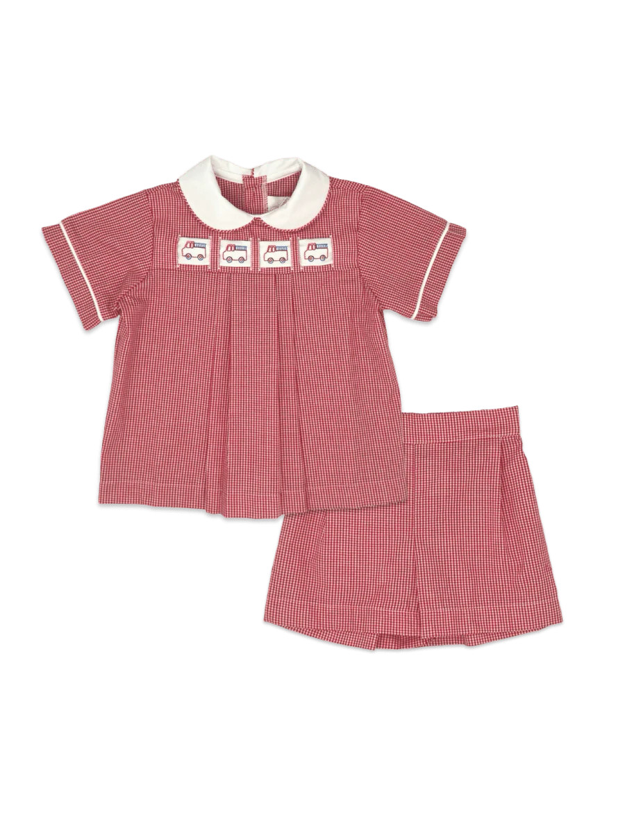 Noah Ribbon Short Set - Ridgeland Red Minigingham | Lullaby Set