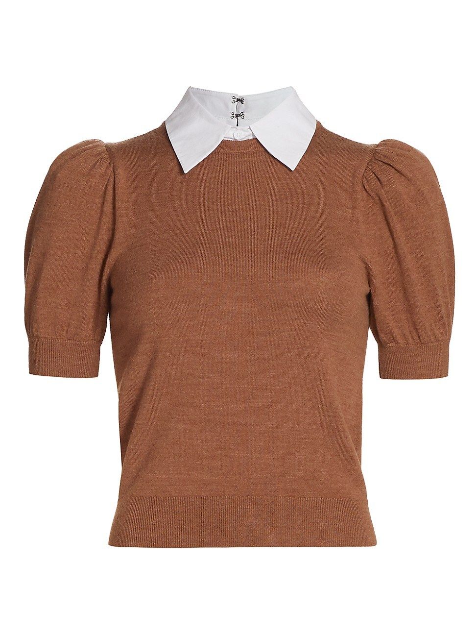 Alice + Olivia Women's Chase Puff-Sleeve Sweater - Camel White - Size XL | Saks Fifth Avenue