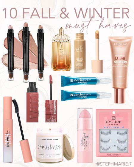 10 fall and winter must haves / winter style / winter essentials / winter favorites / drug store products / INH hair slick / cute al care / fake eyelashes / lipgloss / lorial makeup / elf 

#LTKSeasonal #LTKHoliday #LTKbeauty