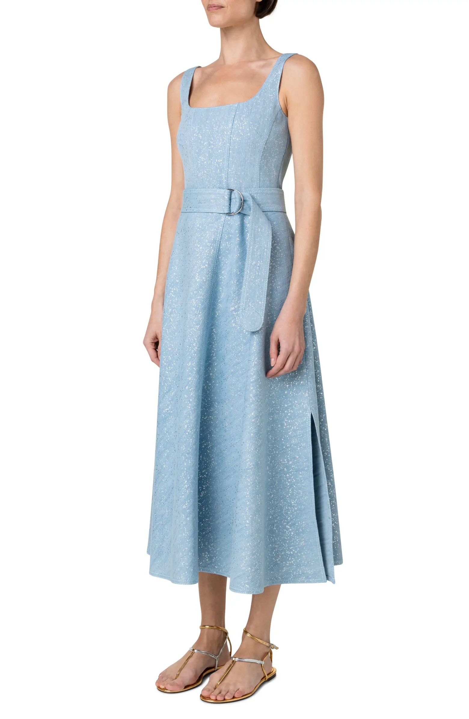 Akris punto Sparkle Cotton Stretch Denim Sundress | Nordstrom | Nordstrom