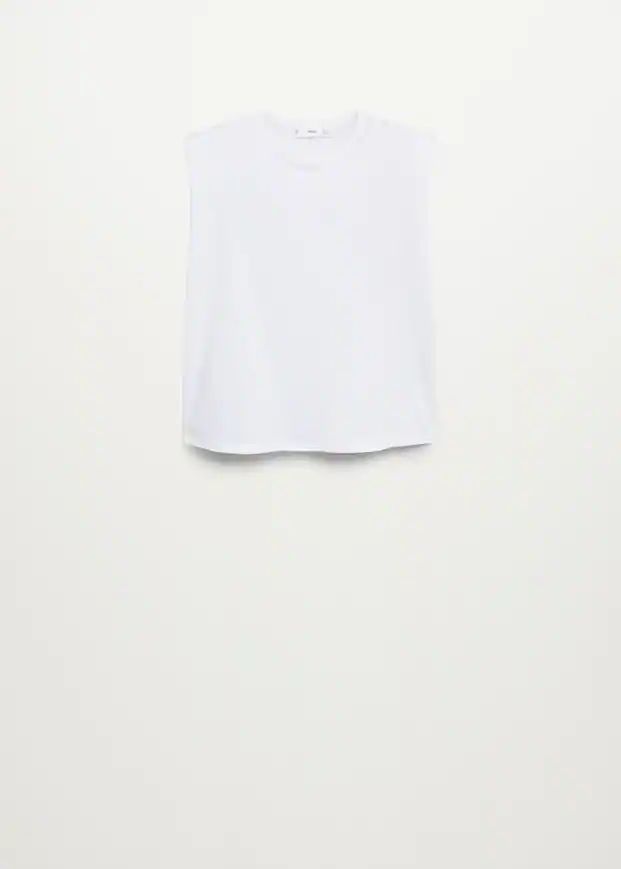 Organic cotton t-shirt with shoulder pads | MANGO (US)