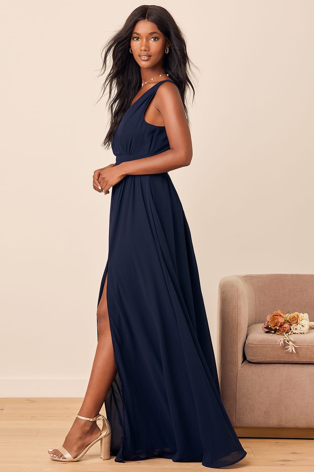 Thoughts of Hue Navy Blue Surplice Maxi Dress | Lulus (US)