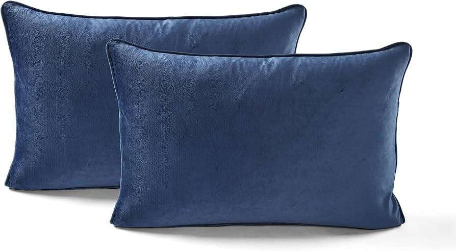 Lush Decor Velvet Solid Decorative Pillow Cover, 13" x 20", Navy | Amazon (US)