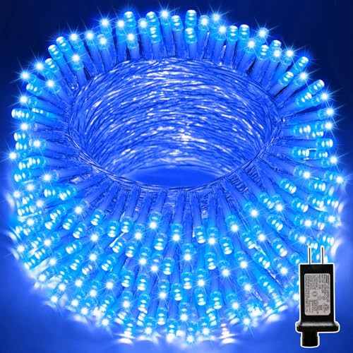 LAMPHOME 66ft Christmas Decorative Mini Lights,200 LED Transparent Wire Fairy Starry String Lights Plug in, 11 Lighting Modes, for Indoor Outdoor Xmas Tree Wedding Party Decoration (Blue) | Amazon (US)