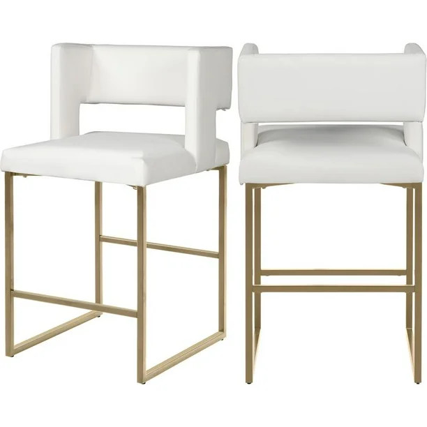 Meridian Furniture Caleb White Faux Leather Counter Stool (Set of 2) - Walmart.com | Walmart (US)