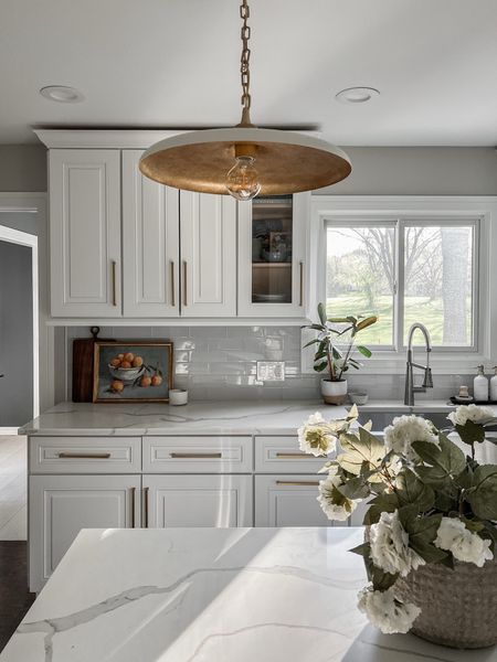 These stunning plaster and brass pendant lights are on sale right now for Memorial Day! I love the warmth they add to our kitchen. 

#LTKSaleAlert #LTKHome #LTKStyleTip