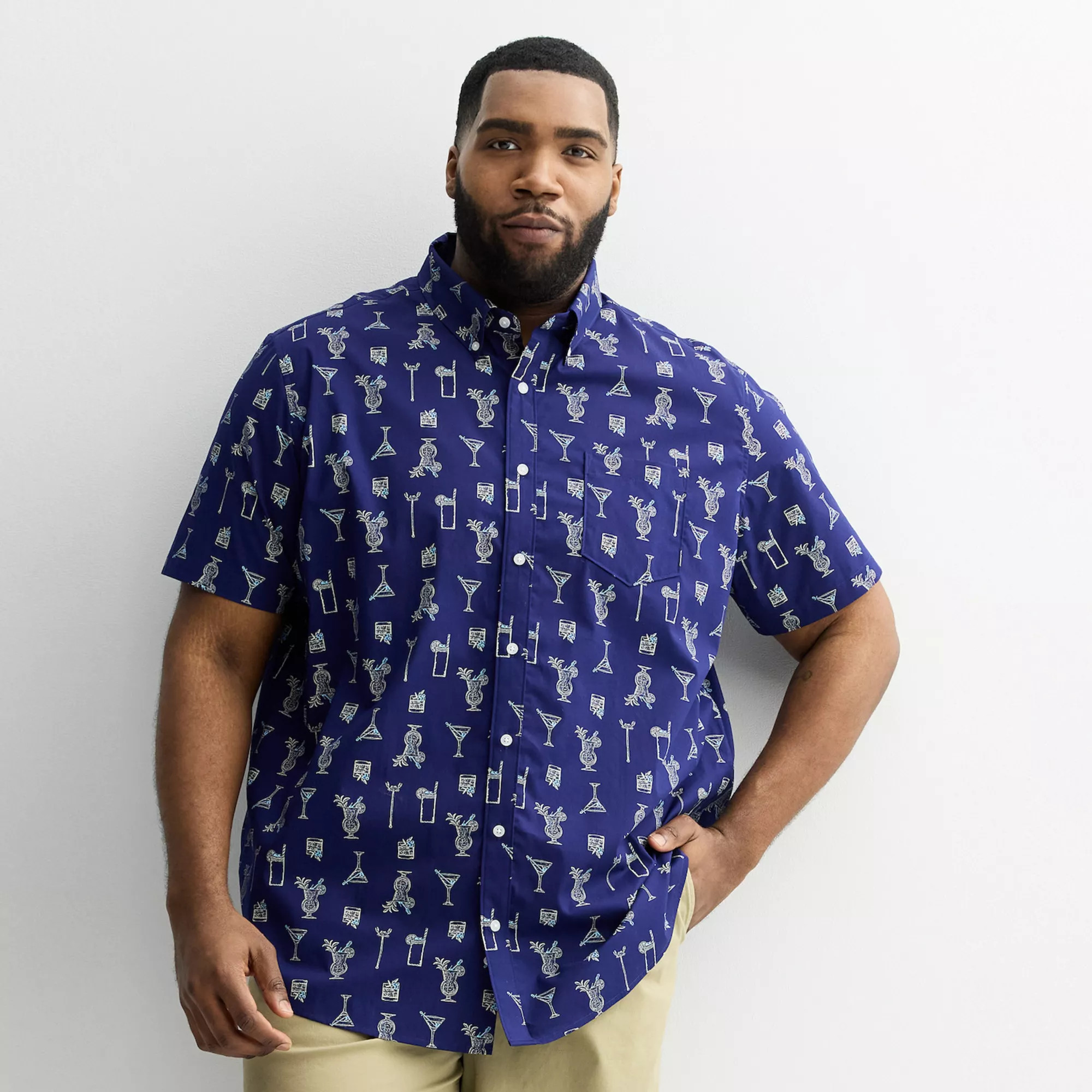 Big & Tall Sonoma Goods For Life® Short Sleeve Perfect Length Button Down Shirt | Kohl's