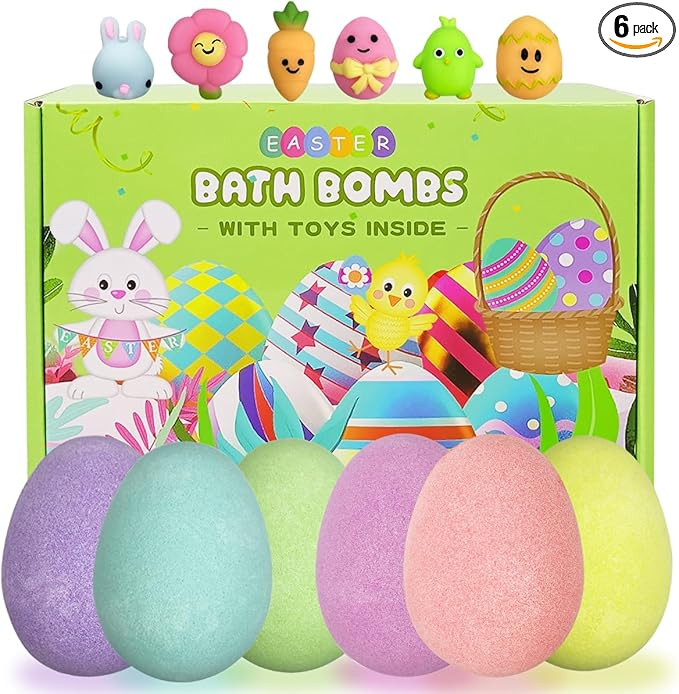 Jofan 6 Pack Easter Bubble Bath Bombs with Easter Squishy Toys Inside for Kids Girls Boys Easter ... | Amazon (US)