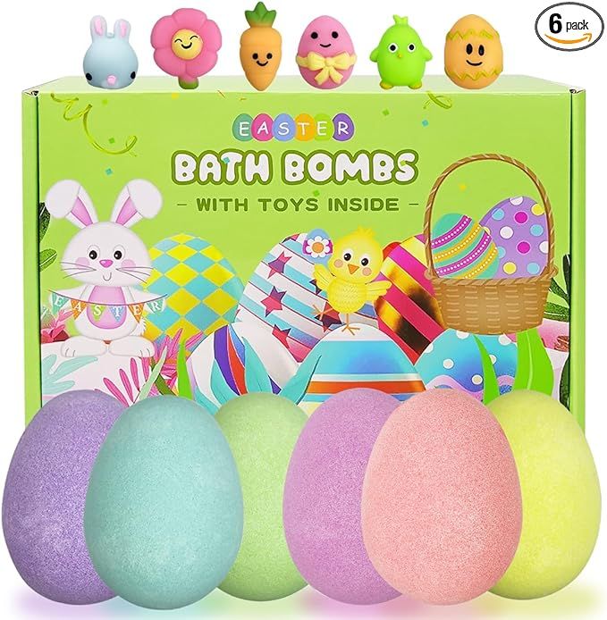 Jofan 6 Pack Easter Bubble Bath Bombs with Easter Squishy Toys Inside for Kids Girls Boys Easter ... | Amazon (US)