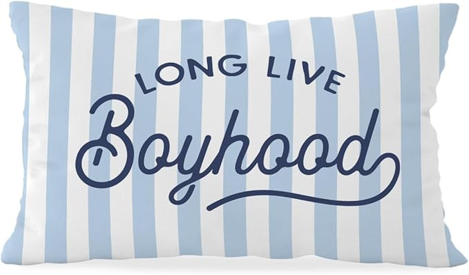 ETVISO Boys Room Decor Pillow Cover 12x20, Long Live Boyhood Lumbar Pillow Covers, Preppy Blue an... | Amazon (US)