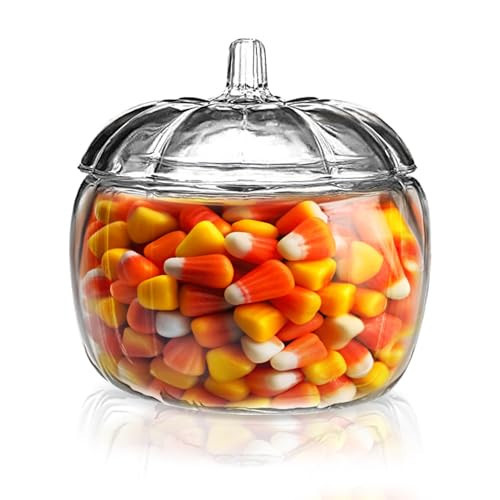 HOMESPHERE 70 oz. Glass Pumpkin Candy Jar with Lid – Large Storage Container for Halloween Treats, Candies and Cookies and Fall Décor Display | Amazon (US)