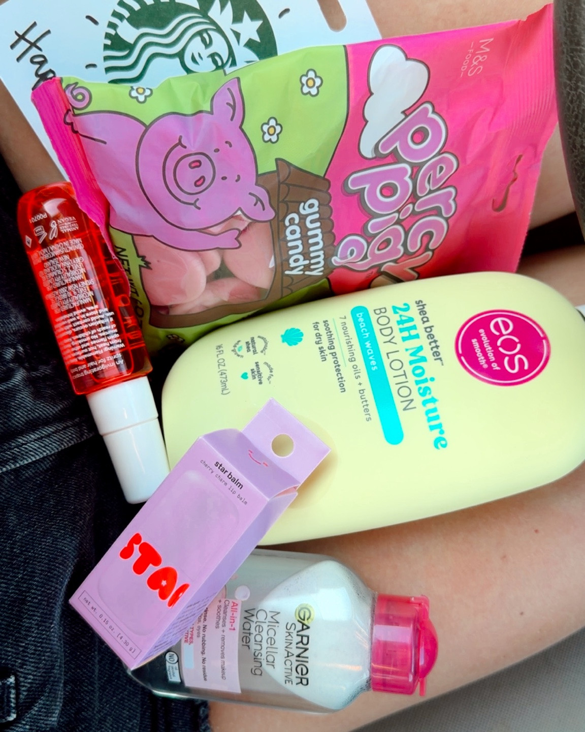 Target summer birthdays pickup viral percy pig candy on sale, eos shea butter lotion in beach waves ouai st. Barts dupe, Hawaiian tropic aftersun cream lotion, colorpop body glitter gel, starface starbalm lip balm in cherry, sol de janeiro dupe body spray, mini micellar water, starbucks and target gift cards, happy birthday cards + bags + tissue paper, duck ride on float, multi striped bikini! Save 20% on Health and Beauty items with Target Circle!

#LTKSaleAlert #LTKBeauty #LTKSwim