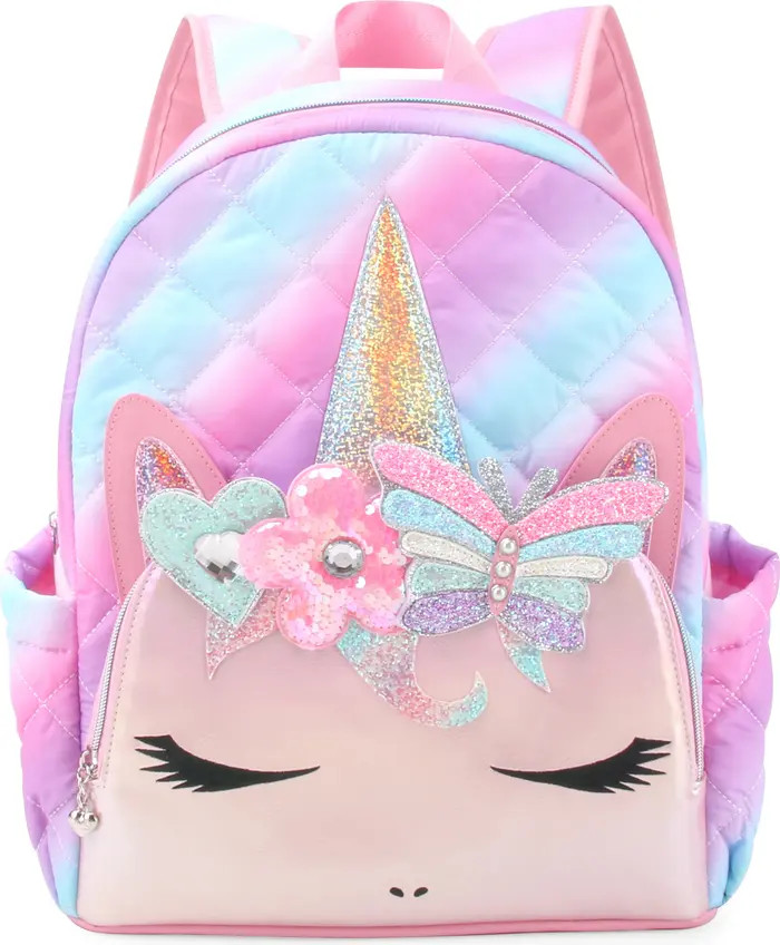 OMG Accessories Kids' Gwen Heart Daisy Butterfly Crown Quilted Unicorn Backpack | Nordstrom | Nordstrom