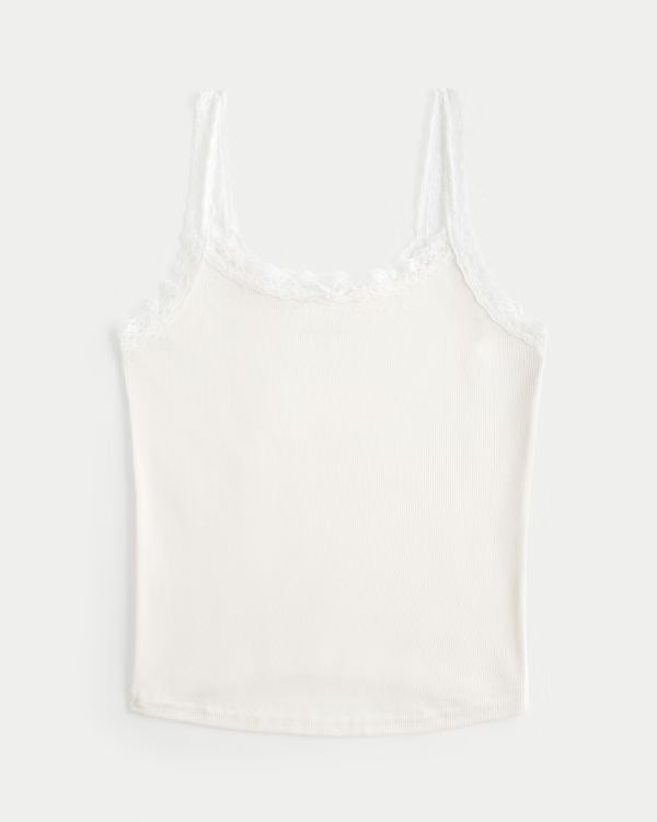 Women's Ribbed Lace Trim Cami | Women's Tops | HollisterCo.com | Hollister (US)