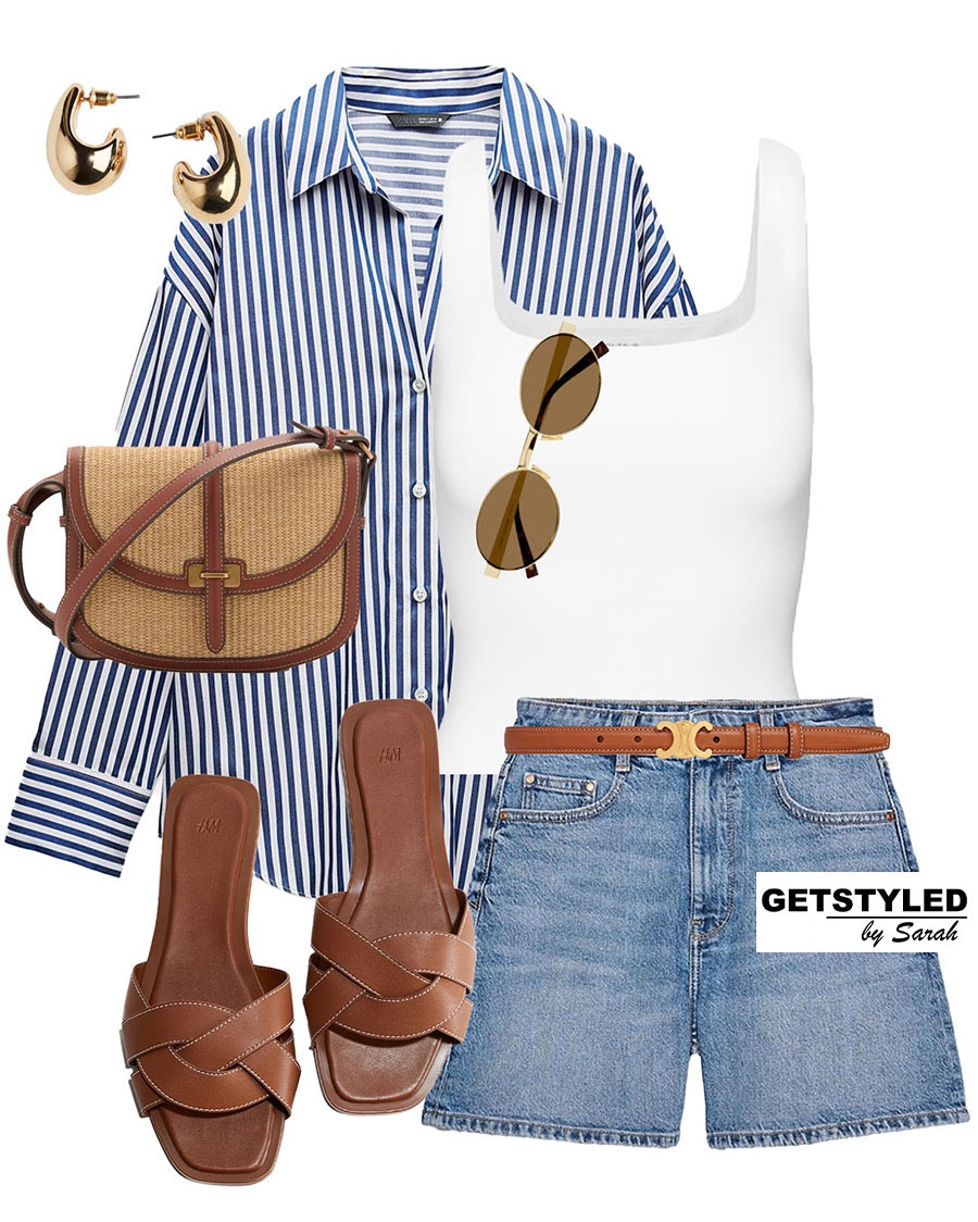Denim shorts styling 🫶🏼

#denim #shorts #shirt 
Spring summer outfit ideas, denim shorts, striped shirt

#LTKsummer #LTKspring #LTKstyletip