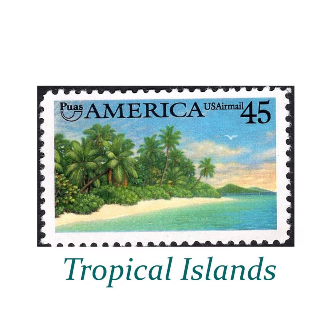 FIVE 45c Tropical Island stamp | Vintage Unused US Postage Stamps | Tropical Wedding | Caribbean ... | Etsy (US)