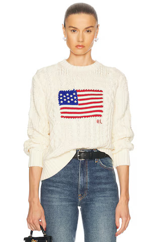 Aran-knit Flag Cotton Sweater | FWRD 