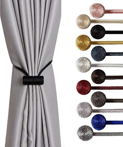HoHnH Black 2 / Magnetic Curtain Tiebacks- Upgrade 2020 Convenient Drape Tie Backs Decorative Han... | Amazon (US)