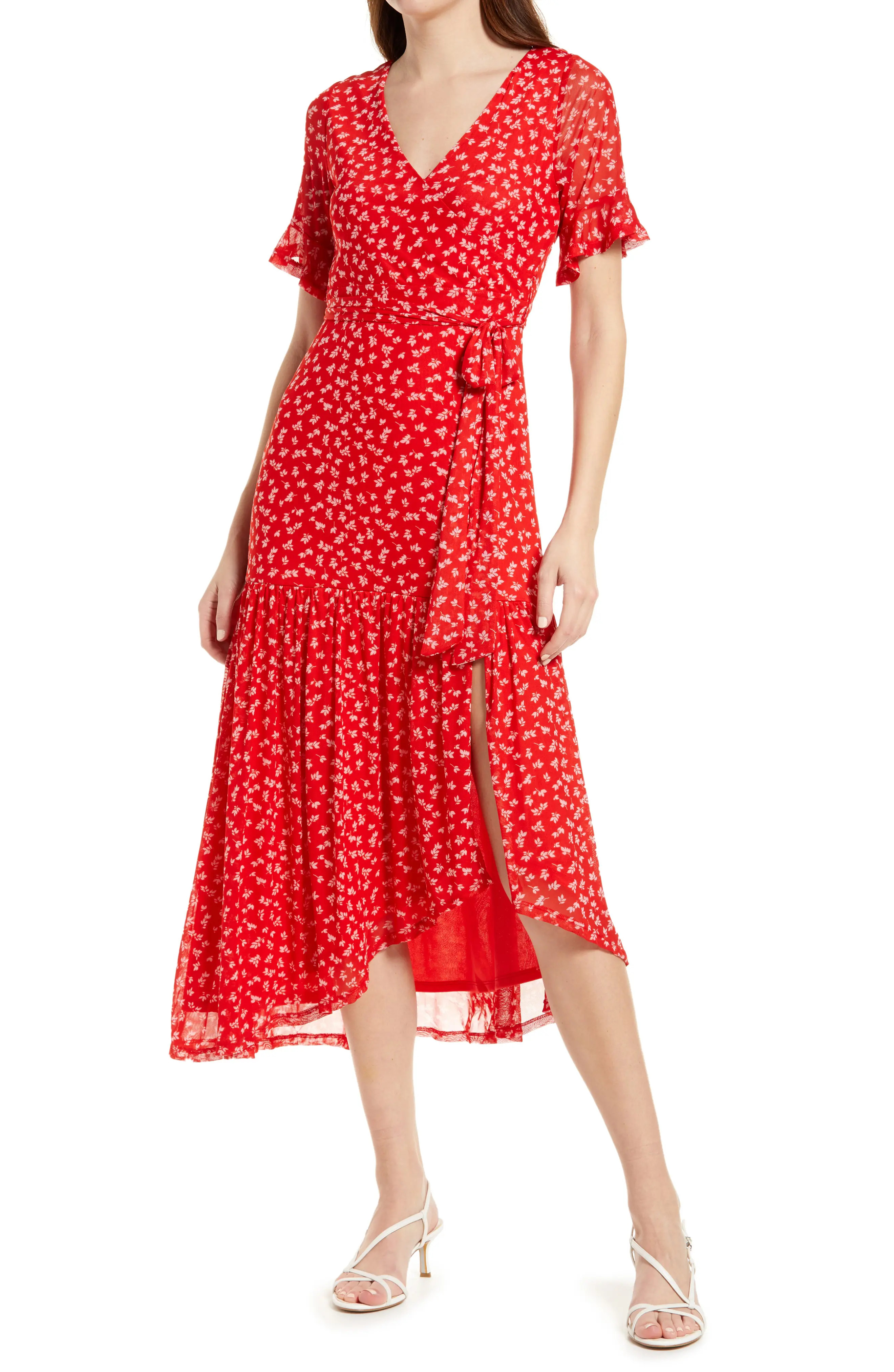Chelsea28 Wrap Maxi Dress in Red Chinoise Floral at Nordstrom, Size Small | Nordstrom