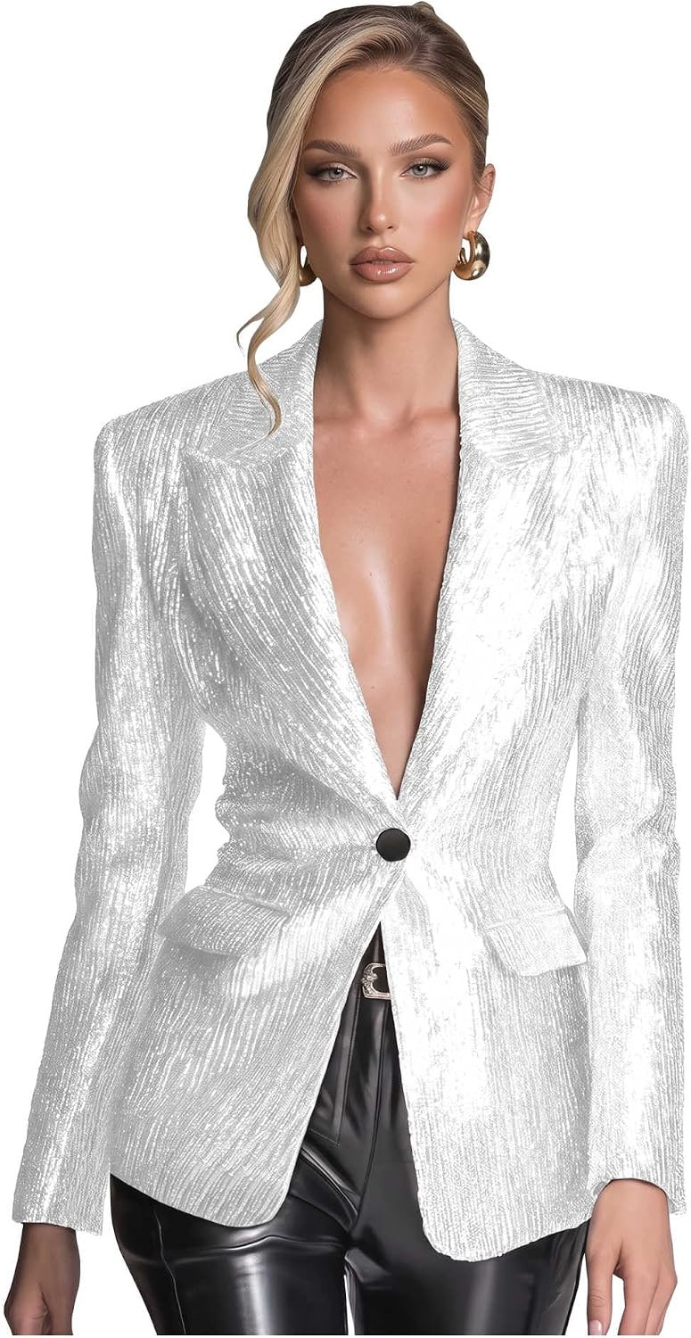 Sequin Glitter Blazers for Women Glitter Fashion Womens Blazer for Party | Amazon (US)