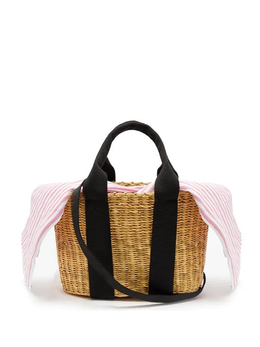 Caba mini striped-canvas and woven-straw bag | Muuñ | Matches (US)