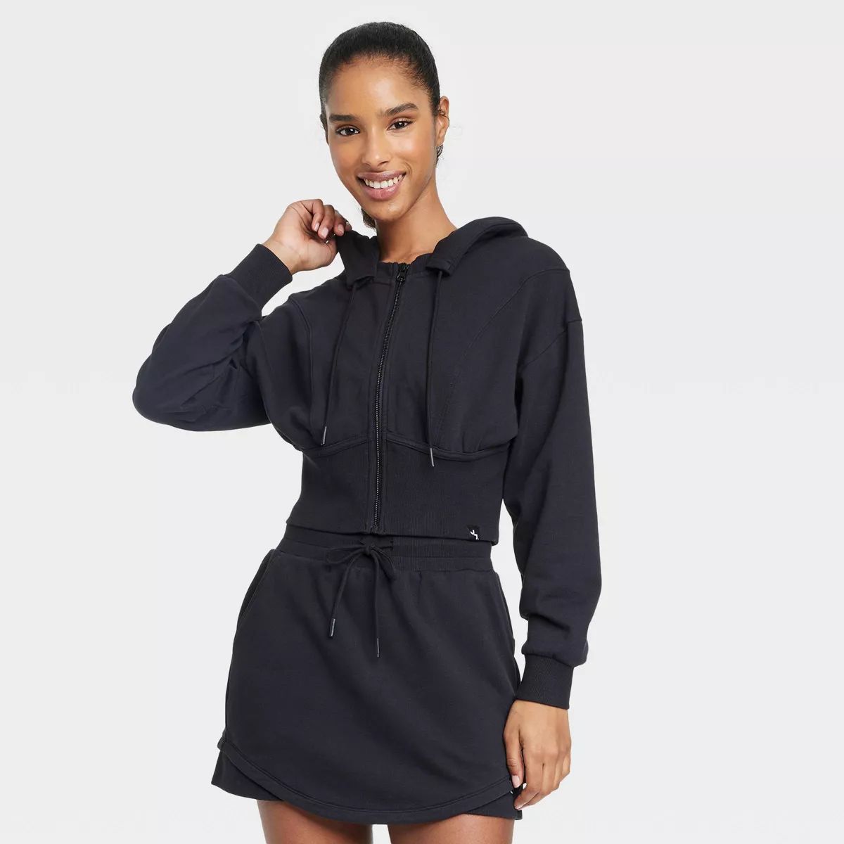 Women's Full Zip French Terry Cropped Hooded Sweatshirt - JoyLab™ | Target