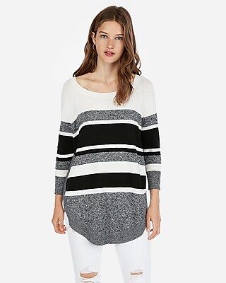 Stripe Extreme Circle Hem Sweater | Express