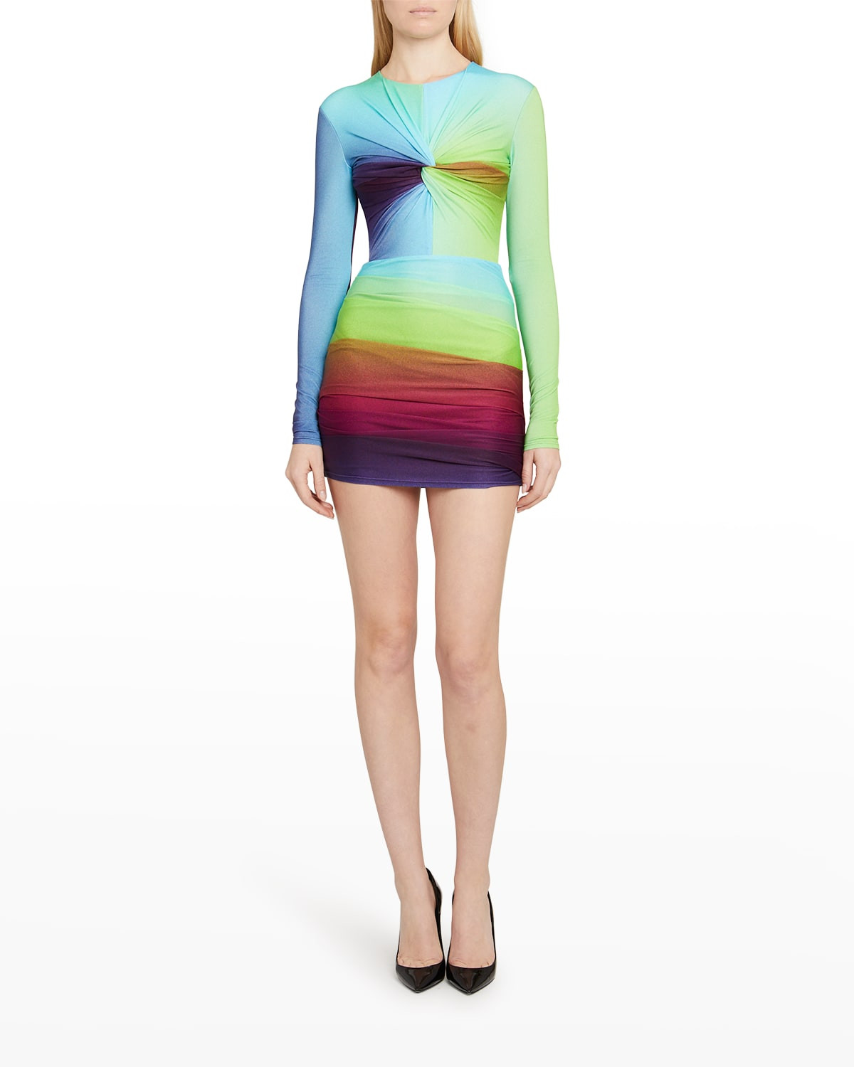 Halton Twisted Ombre Mini Dress | Neiman Marcus