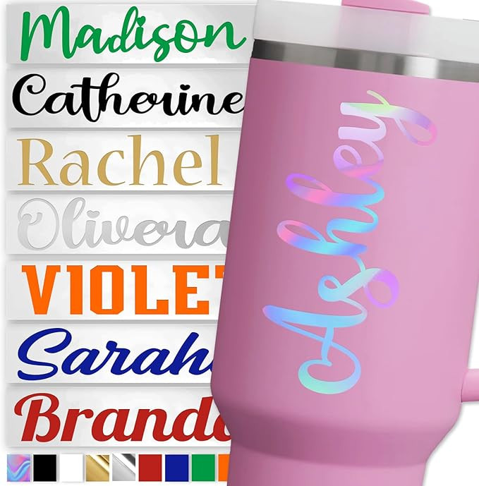 Name Stickers for Water Bottles Custom Vinyl Name Stickers Personalized Letter Decals for Tumbler... | Amazon (US)