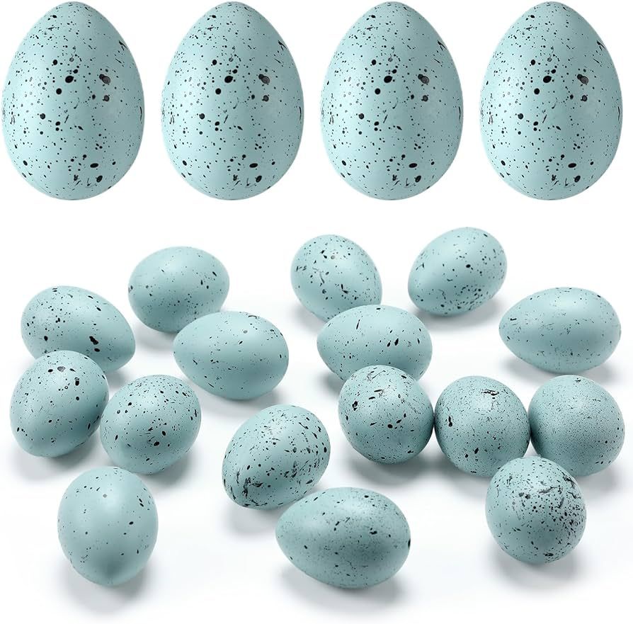 SiliFine Easter Speckled Eggs 2.4 in Plastic Speckled Eggs Bowl and Vase Filler Faux Chicken Eggs... | Amazon (US)